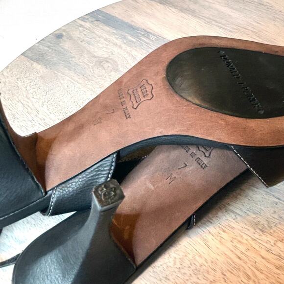 Donald J Pliner Shoes Black Slingback Peep Toe Kitten Heels US Size 7 M Italy - Picture 7 of 12